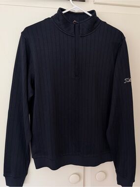 FootJoy Navy Half-Zip Ribbed Pullover